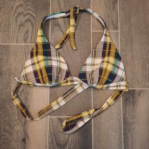 Victoria's Secret Plaid Tie Bikini Top L
